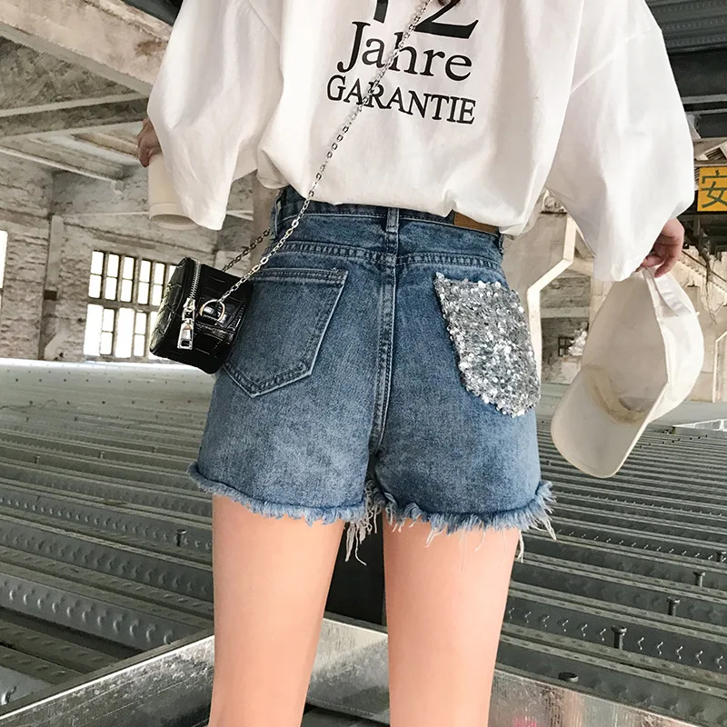 2019 новейшие модные ковбойские рваные с дырками джинсовые шорты блестками джинсы