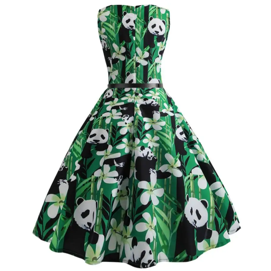 JAYCOSIN женское винтажное платье без рукавов с круглым вырезом вечернее принтом для