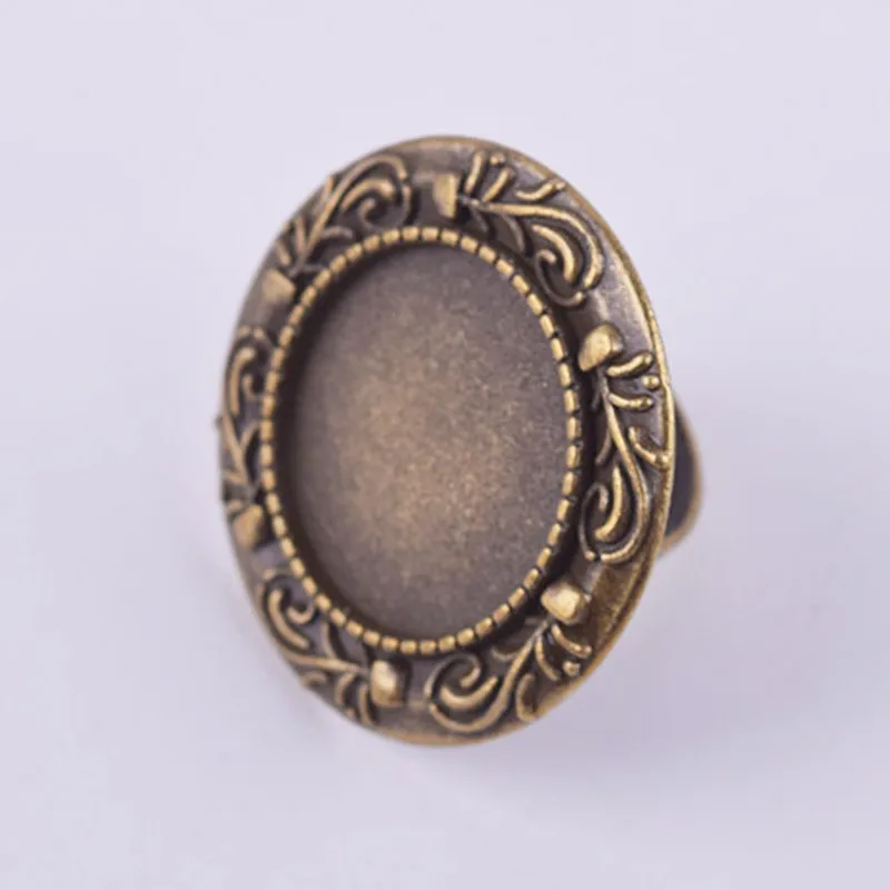20Pcs Adjustable Ring Zinc Alloy Antique Silver Bronze Plated Blank Rings Setting Trays Bezel Fit 20mm Size Cabochon Cameo |