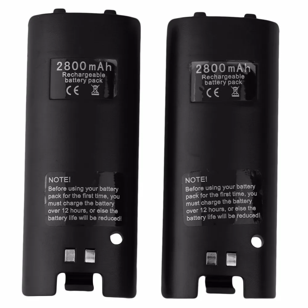 Черный и белый аккумулятор высокой емкости 2x2800 mAh с двойным зарядным док-станцией для пульта дистанционного управления wii