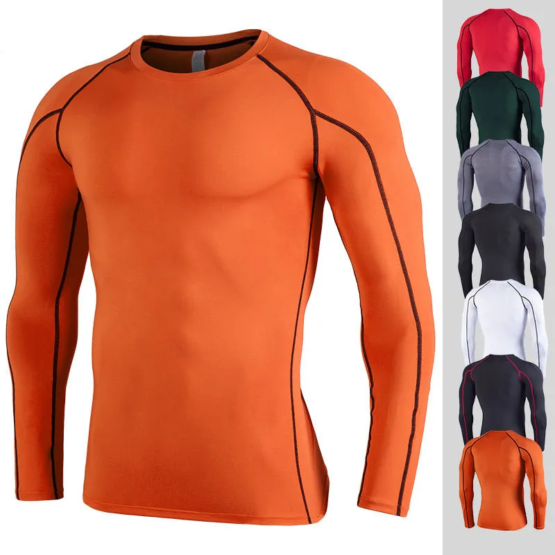 ESHINES Мода Спорт Бег длинный рукав мужские топы фитнес полиэстер материал термо и
