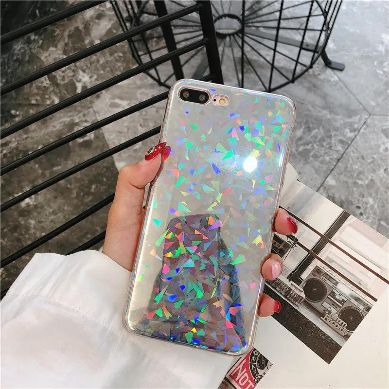 Ainike Радужный лазерный Блестящий Мягкий чехол для телефона из ТПУ iPhone X 5S 5C SE 6s Plus