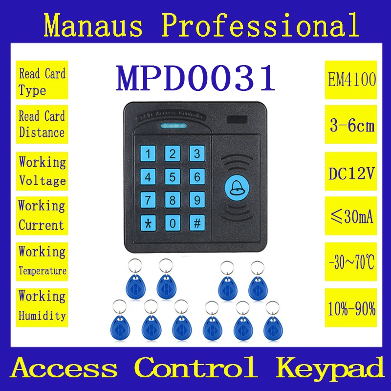 

High Quality Door Access Control Controller ABS Case RFID Reader Keypad Remote Control 10 ID cards Magnetic Lock