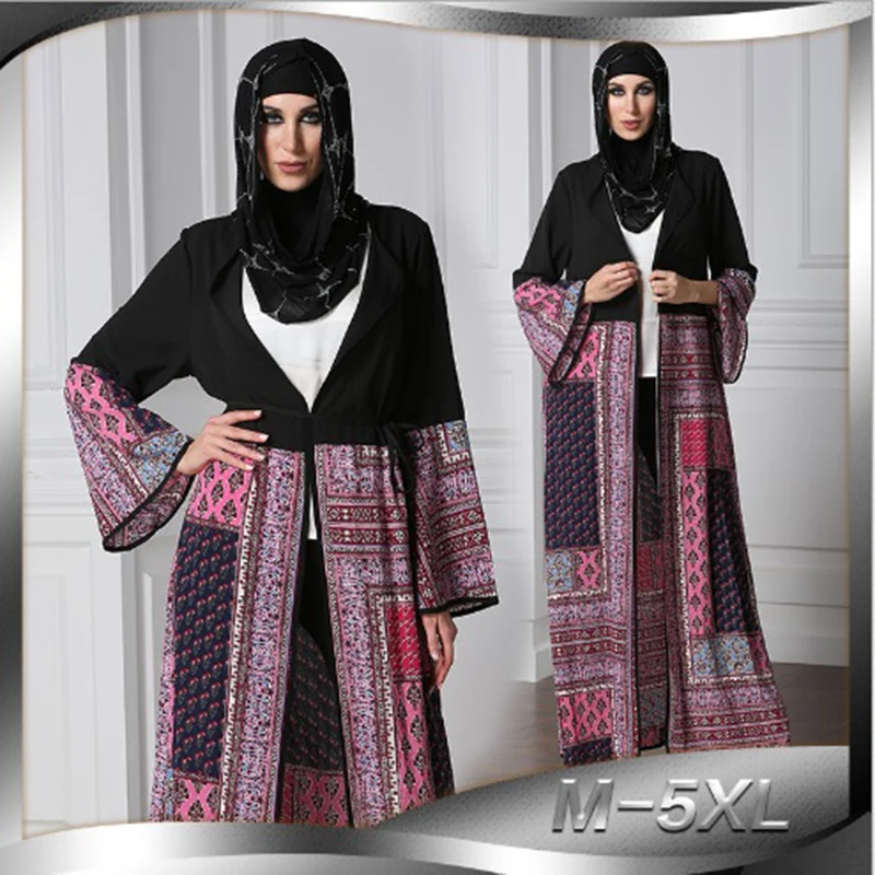 

Мусульманское платье с принтом, абайя, кардиган, кимоно, длинный халат, платья, туника, Ближний Восток, Рамадан, Исламская молитвенная одежда