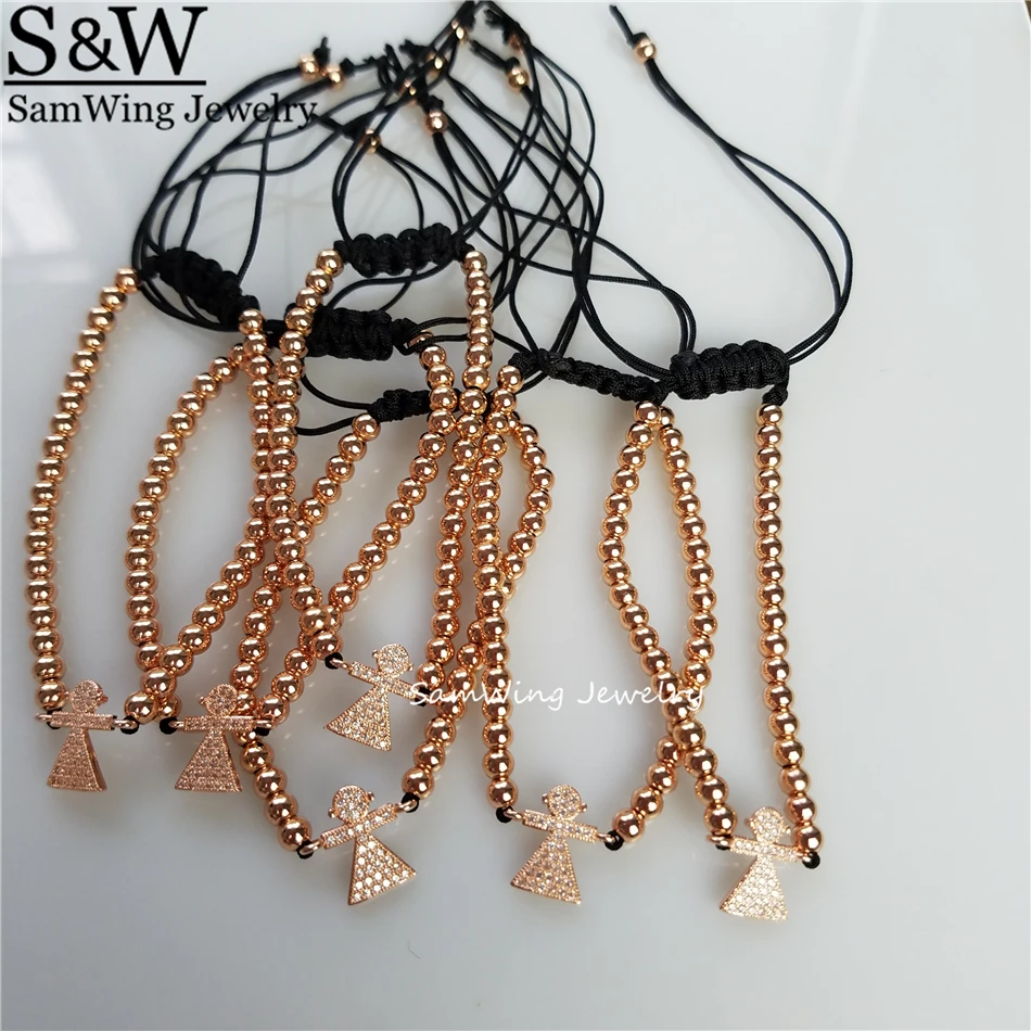 10pcs Wholesale tiny girl charm bracelet 4mm Round Beads &amp Micro Pave white CZ | Украшения и аксессуары