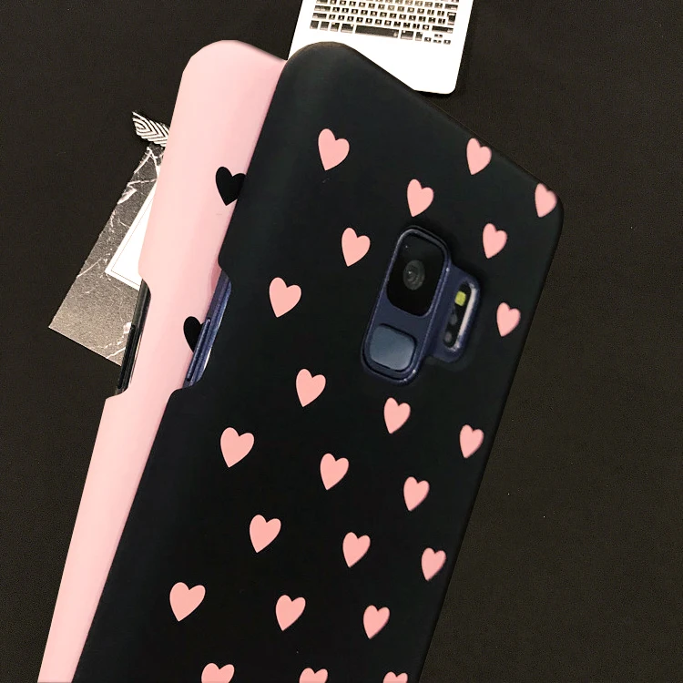 Милые пары «любящее сердце» черный, розовый чехол для samsung Galaxy S10 S8 S9 плюс S8Plus S9Plus чехол жесткий чехол из поликарбоната King queen чехол для телефона