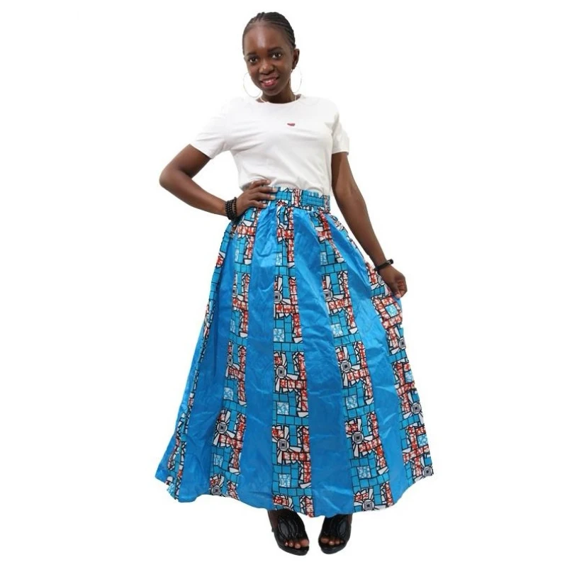 Фото MD весна лето африканские платья для женщин синие длинные юбки Дашики принт Базен