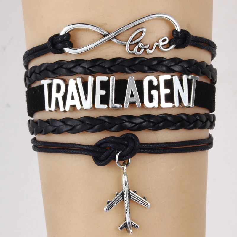 Drop Shipping Infinity Love Travel Agent Bracelets Handmade wristband Plane Charm Braided Bracelet &amp Bangles Jewelry | Украшения и