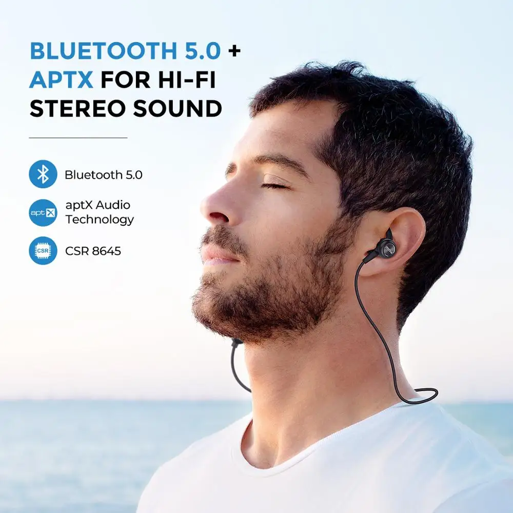 Наушники Mpow S11 APTX Bluetooth 5 0 магнитные IPX7 водонепроницаемые 9 часов проигрывания CVC6.0
