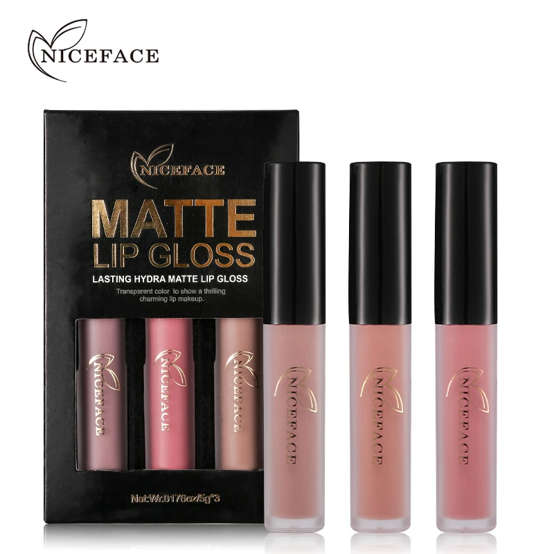 Набор жидкой помады NICEFACE 3 шт. стойкая матовая помада водостойкий бархатный блеск