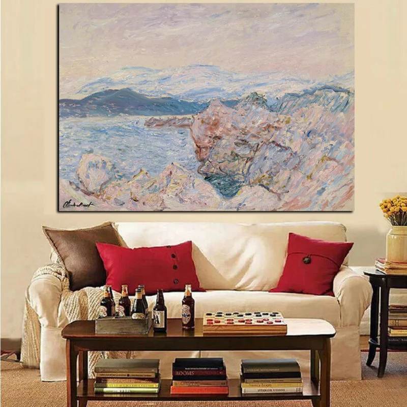 Печать на холсте настенное искусство впечатление Клода Моне зимние скалы пейзаж