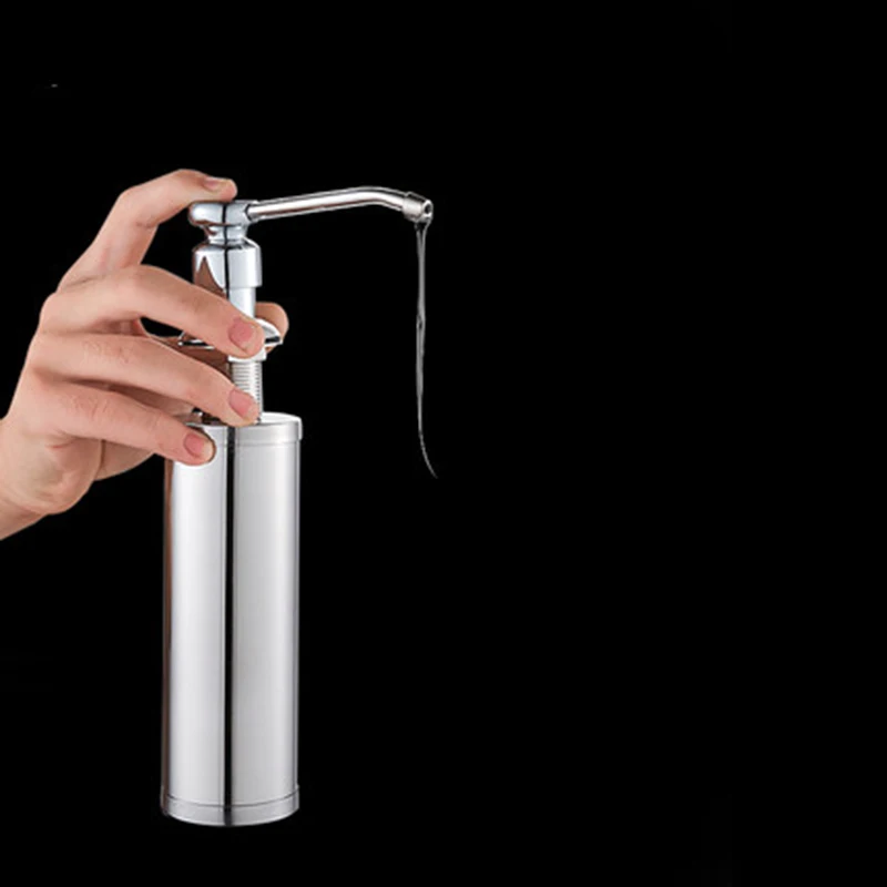 stainless bottle Хромированная головка дозатор для кухонного мыла пластиковая или нержавеющая стальная бутылка 220 мл или 150 мл для раковины с жидким креплением - Цвет: stainless bottle