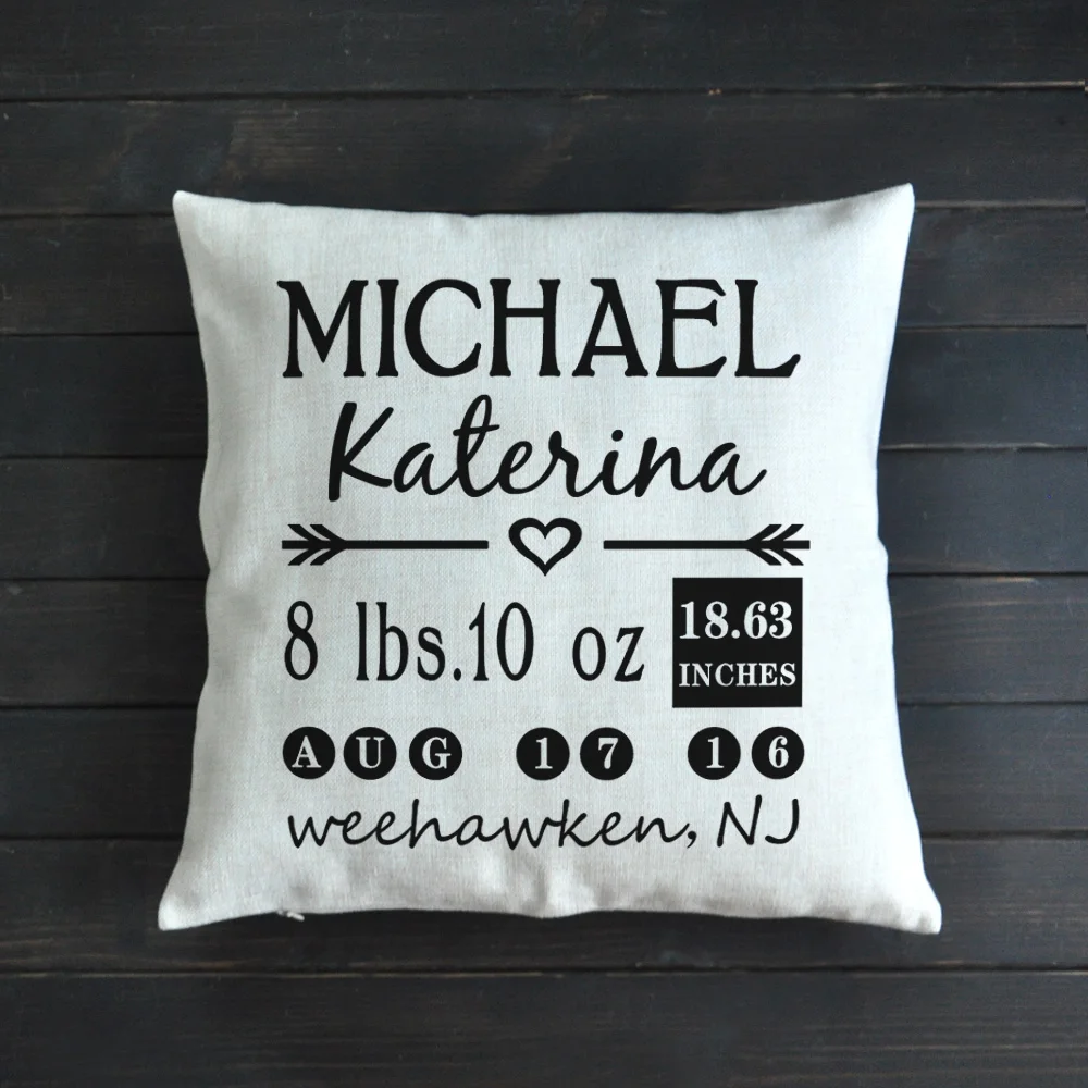 

Customized Pillowcase Personalized Baby Gift Birth Announcement Pillow Nursery Decor