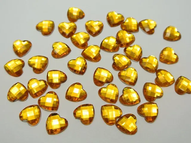 Акриловые граненые сердечки разных цветов без отверстий 12 мм х 100 шт. аксессуары