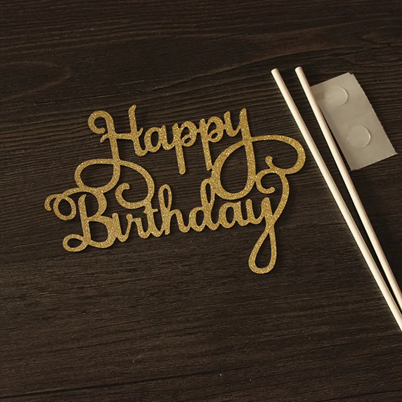 Кекс торт Топпер флаги с надписью Happy birthday двойные палочки для семьи день рождения приборы для декорации выпечки GQ999