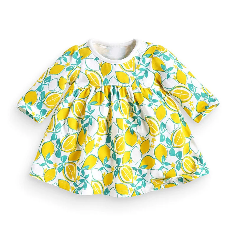 

Little Maven/Новинка; Осенне-Весенняя детская одежда; Лимонно-желтая Printed1-6yrs; Хлопковая трикотажная Повседневная футболка с длинными рукавами и к...