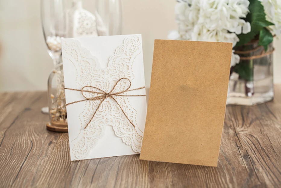 Винтаж свадебные приглашения лазерная резка День рождения Брак Приглашения