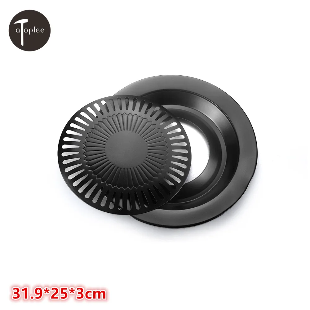 

1PCS Non-stick Smokeless Barbecue Pan BBQ Grill Pan 31.9x25x3cm For Electric Gas Propane Stoves Barbeque Plate Cooking Pan