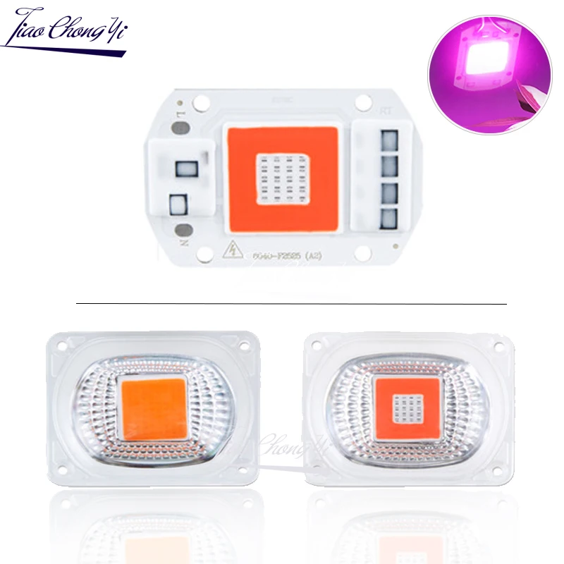 

Full Spectrum LED Phyto Lamp 20W 50W 110V/220V COB LED Chip Lamp With Lens Reflector Red&Blue Light For Plants Seeds Growing