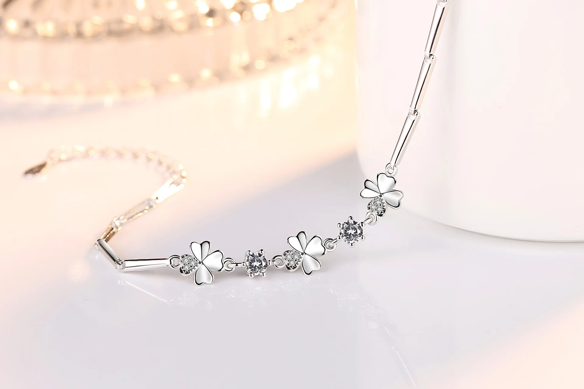 

Everoyal New Arrival Women Zircon Purple Clover Bracelets For Girls Jewelry Trendy Silver 925 Lady Bracelets Accessories Female
