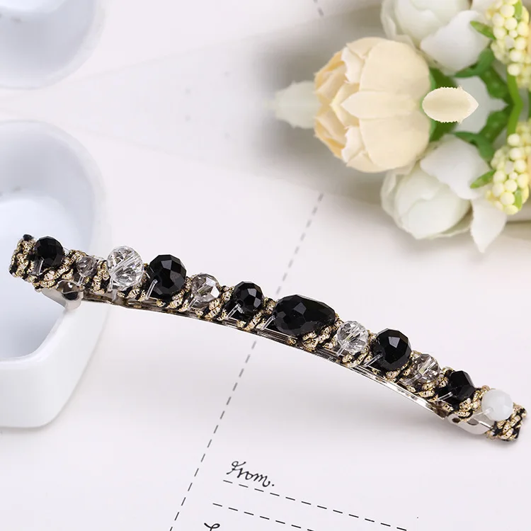 2019 Korean Fashion Crystal Hair Clips Pins for Women Girls Rhinestone Beaded Barrettes Hairgrips Wholesale Accessories | Аксессуары для