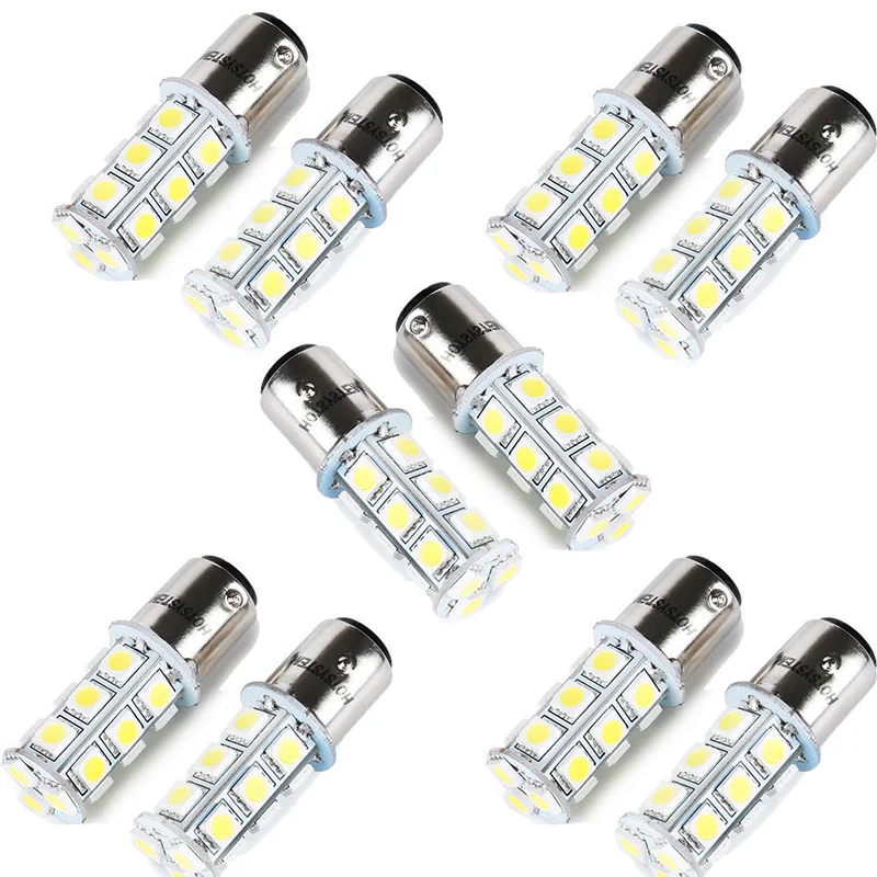 

JX-LCLYL 10pcs White T25/S25 1157 BAY15D 5050 18LED Reverse Tail Brake Stop Light Bulb