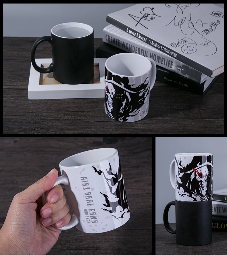 Аниме JK Overlord Ainz Ooal платье косплей Mark Cup керамика изменение цвета череп Momonga кружка для ежедневного напитка чай молоко кофе на заказ