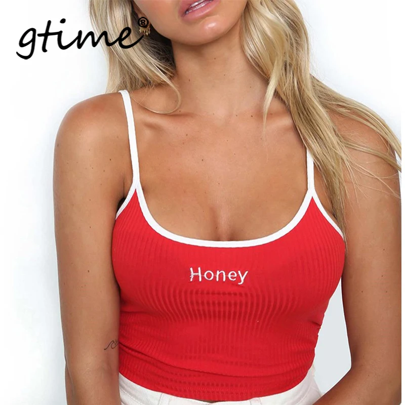 Gtime дропшиппинг медовая полоска с надписью топы на бретелях женские Слип