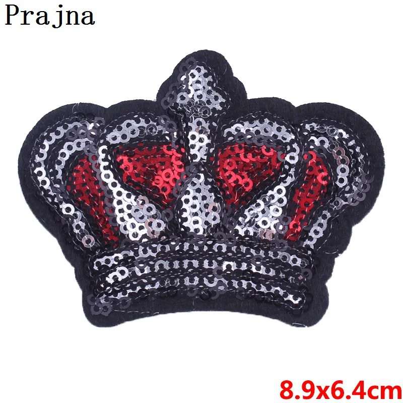 Лимонно-желтый Prajna рок корона патч с блестками шитье Вышитые Хиппи значки-нашивки для одежды рюкзаки куртка ткань сумка патч Мода - Цвет: Лимонно-желтый