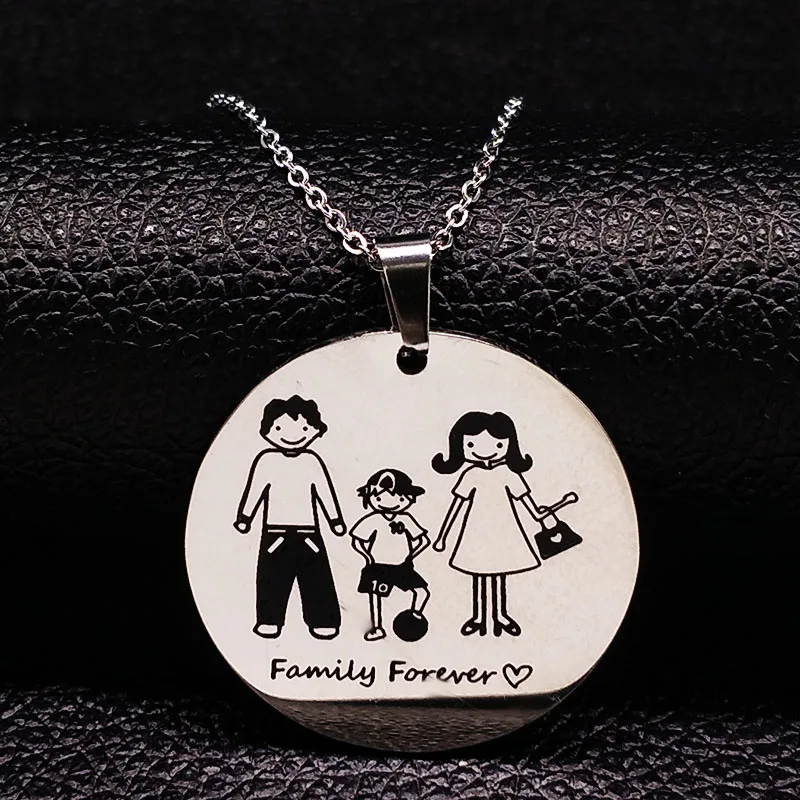 1 Boy Семейное ожерелье s из нержавеющей стали Mama Forever мальчик кулоны для девочек ожерелье ювелирные изделия для женщин дети семья член Рождественский подарок N2407 - Окраска металла: 1 Boy
