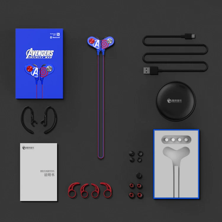 Новинка беспроводная bluetooth гарнитура мстители Капитан Америка K1 синий HIFI