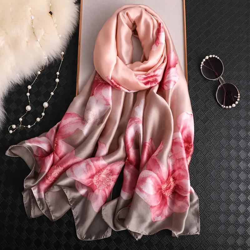 

180*90cm New Fashion Summer Women Silk Scarves Classic Female Shawl Foulard Beach Cover-Ups WrapsBandanna Muffler Ladies Pareo