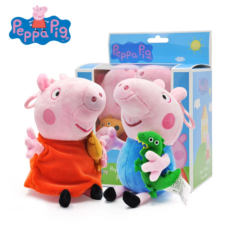 2 шт./компл. 19 см Peppa Свинья плюшевые куклы игрушки, подарочная упаковка Kawaii Пеппа Джордж вечерние декоративные школьная сумка на день рождения Подарок для мальчика девушка