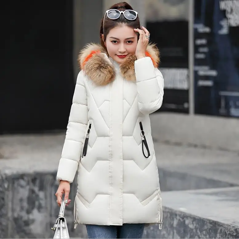 White Новинка, высокое качество, женские парки, очень теплое Женское зимнее пальто, искусственный мех, с капюшоном, зимняя куртка, Женский утепленный пуховик CM973 - Цвет: White