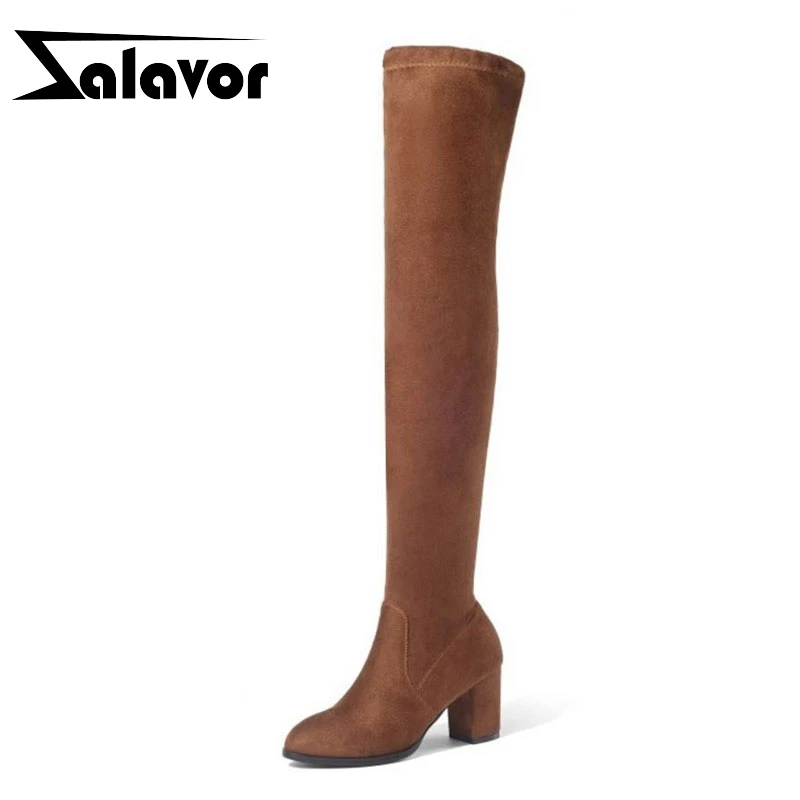 ZALAVOR/модные женские эластичные сапоги на высоком каблуке 9 цветов зимние Клубные