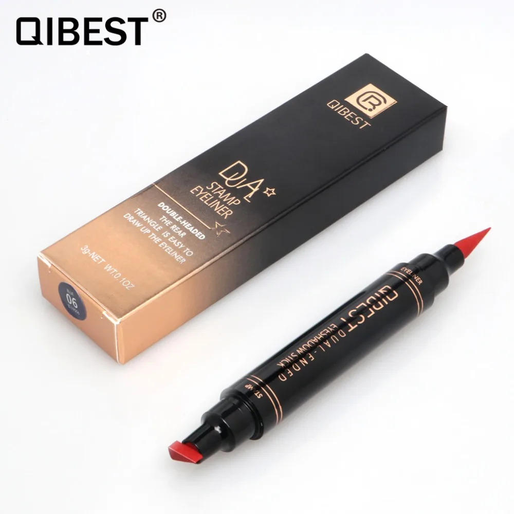Двухсторонняя жидкая подводка для глаз Qibest 12 цветов стойкая черная