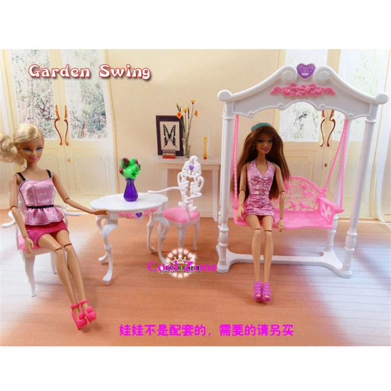 Миниатюрная мебель садовые качели в виде розового дворца для отдыха кукольного