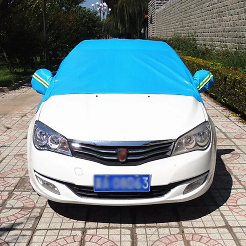 Universal Aluminum Waterproof Seamless Sunshade Anti UV Dust Rain Snow Windshiled Half Car Cover For Auto Saloon Hatchback SUV | Автомобили
