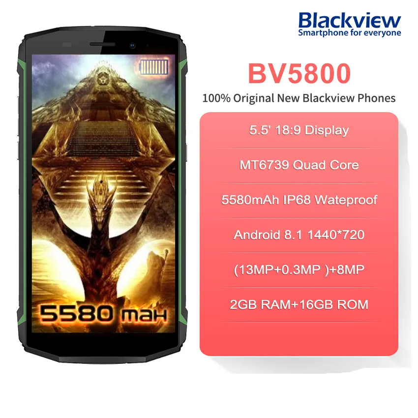 Blackview BV5800 4G смартфон IP68 Водонепроницаемый 5 &quot18:9 HD + Android 8 1 MT6739 двойной сзади
