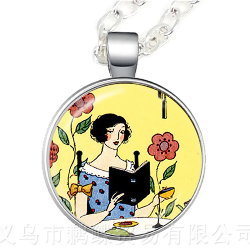 Ожерелье с червями для книг ювелирные изделия в библиотеку стеклянный кабошон