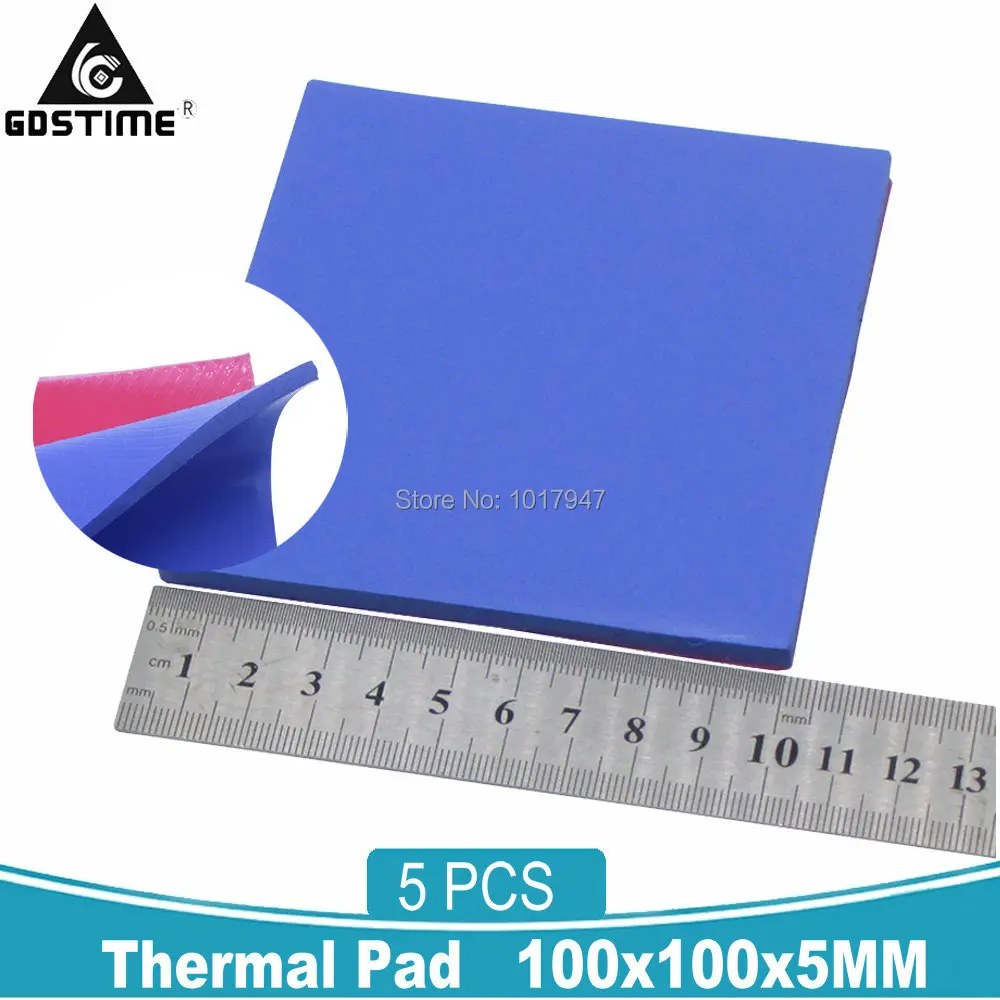 5PCS Gdstime 100x100x5MM Heatsink Cooling Silicone Thermal Pad Sheet 5MM Thermally Conductive Pads for Computer VGA IC CPU GPU 10 pcs to 220 silicone thermal heatsink insulator pads w insulating particles for lm78xx lm317 tdaxx