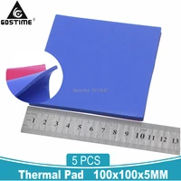 5pcs gdstime 100x100x5mm heatsink cooling silicone thermal pad sheet 5mm thermally conductive pads for computer vga ic cpu gpu