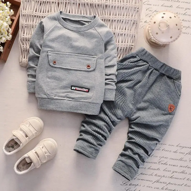 2019 Autumn Boys Clothing Children Fashion Cotton Big pocket Sweatershirt T Shirt and Pants Suits Kids Clothes Sets Costume | Мать и