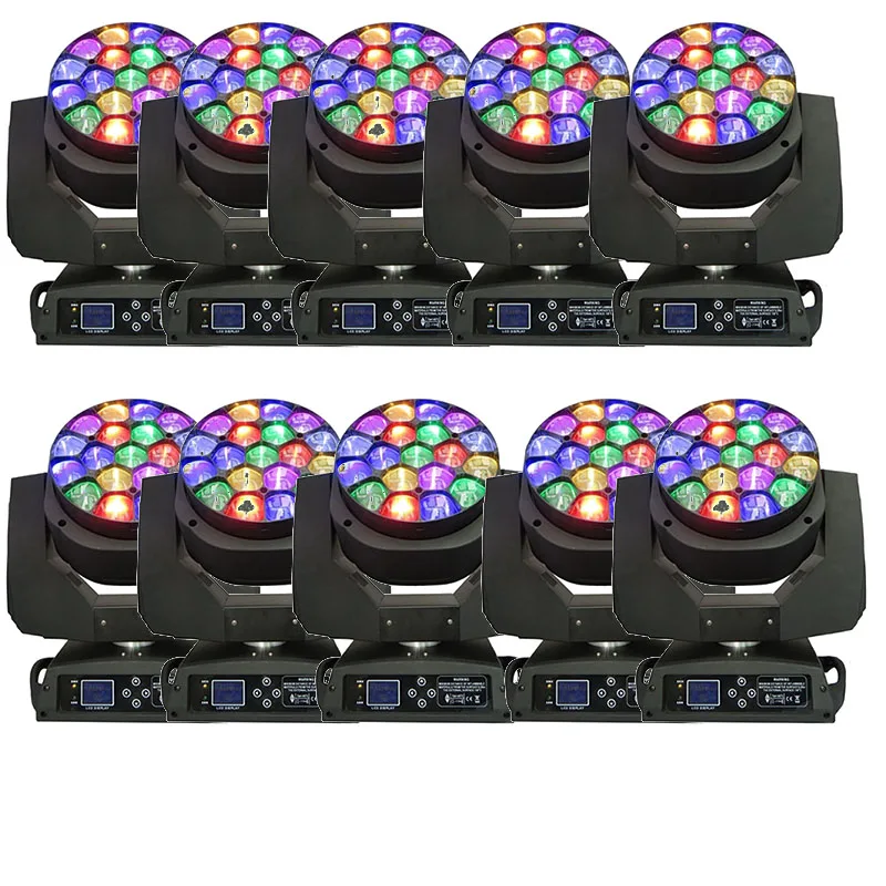 10 шт./лот Zoom LED 19*15 Вт Moving Head Light Beam Bee Eye Wash 19 шт. RGBW 4 в 1 Luces профессиональная сцена DJ