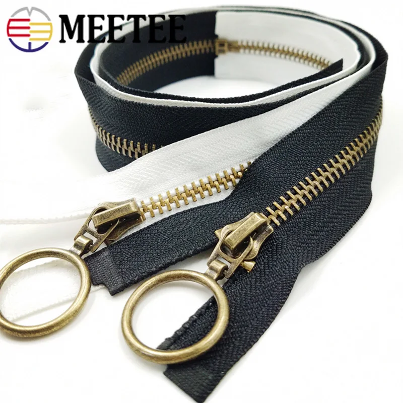 Meetee 2 шт. 60-150 см 5# металлическая вращающаяся застежка-молния с открытым концом для пуховика двусторонняя молния голова пошив одежды «сделай сам» Аксессуары