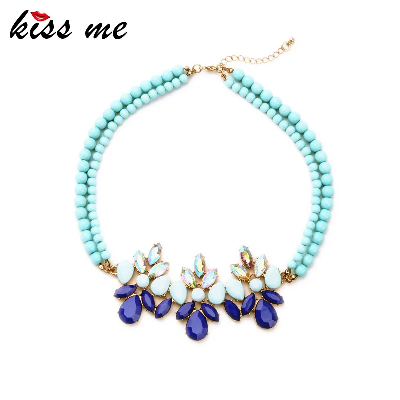 KISS ME New Designer KISS ME Fashion jewelry Bohemia Chic Beaded Chain Drop Pendant Necklace For Christmas Gifts