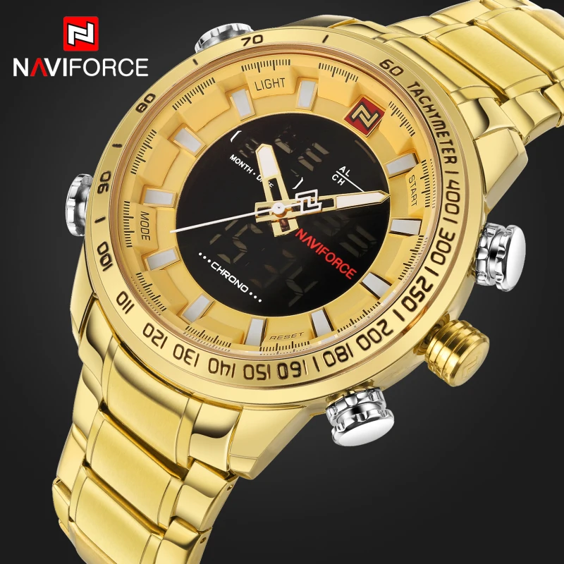 Лидирующий бренд NAVIFORCE мужские спортивные часы кварцевые аналоговые