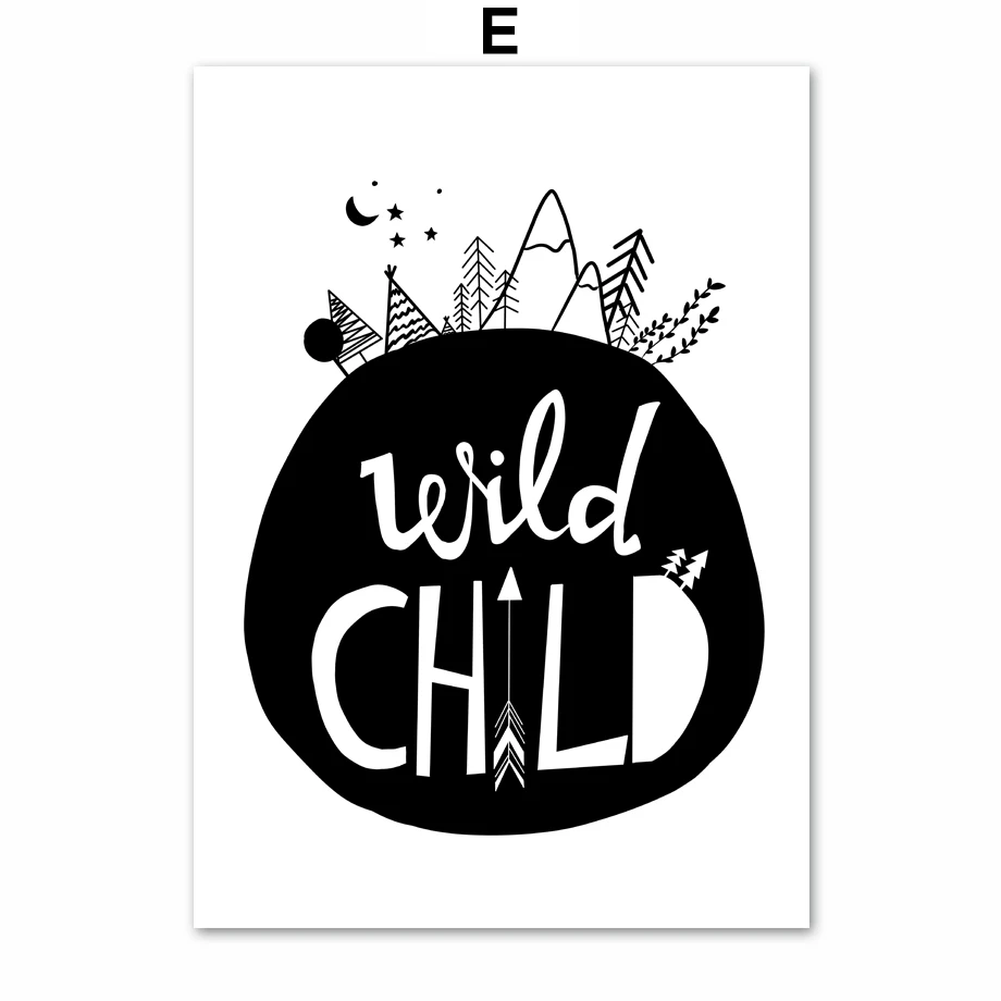 AFFLATUS Explore ore Child Wall Art Холст Живопись скандинавские плакаты и принты черно-белые настенные картины для детской комнаты декор детской комнаты - Цвет: E