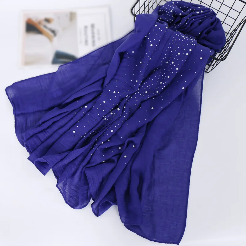 Женский простой шарф с железными бусинами хлопковые шарфы шаль серебряным