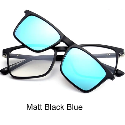 Matt Black Blue Два Oclock ультра-светильник TR90 квадратные оправы для очков с зажимом солнцезащитные очки для мужчин и женщин весенние шарниры для вождения очки Рамка L2249 - Цвет линз: Matt Black Blue